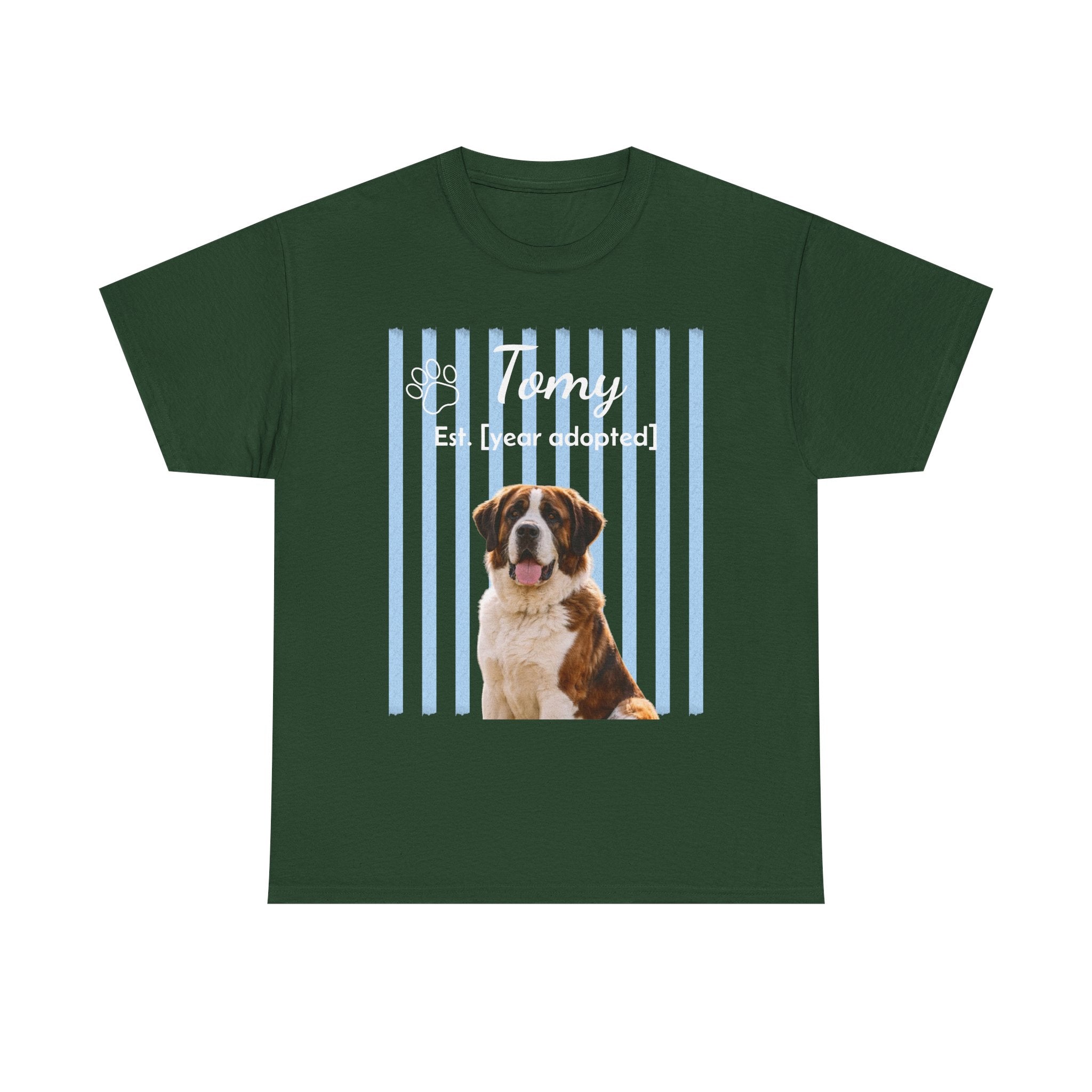 Personalized Pet Photo Shirt, Custom Dog Portrait Tee, Pet Name & Adoption Year Shirt, Dog Mom Gift, Custom Pet Memorial Shirt