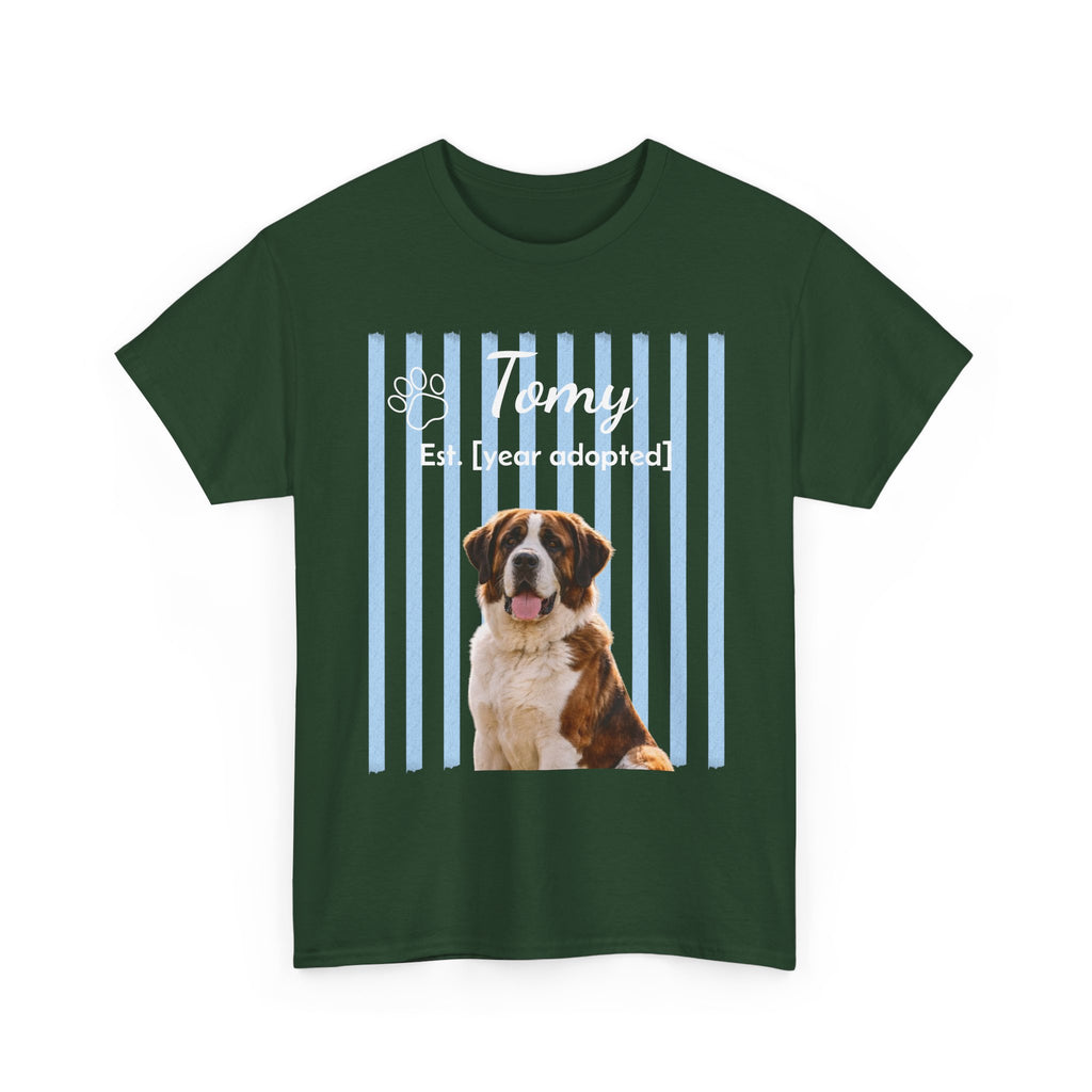 Personalized Pet Photo Shirt, Custom Dog Portrait Tee, Pet Name & Adoption Year Shirt, Dog Mom Gift, Custom Pet Memorial Shirt