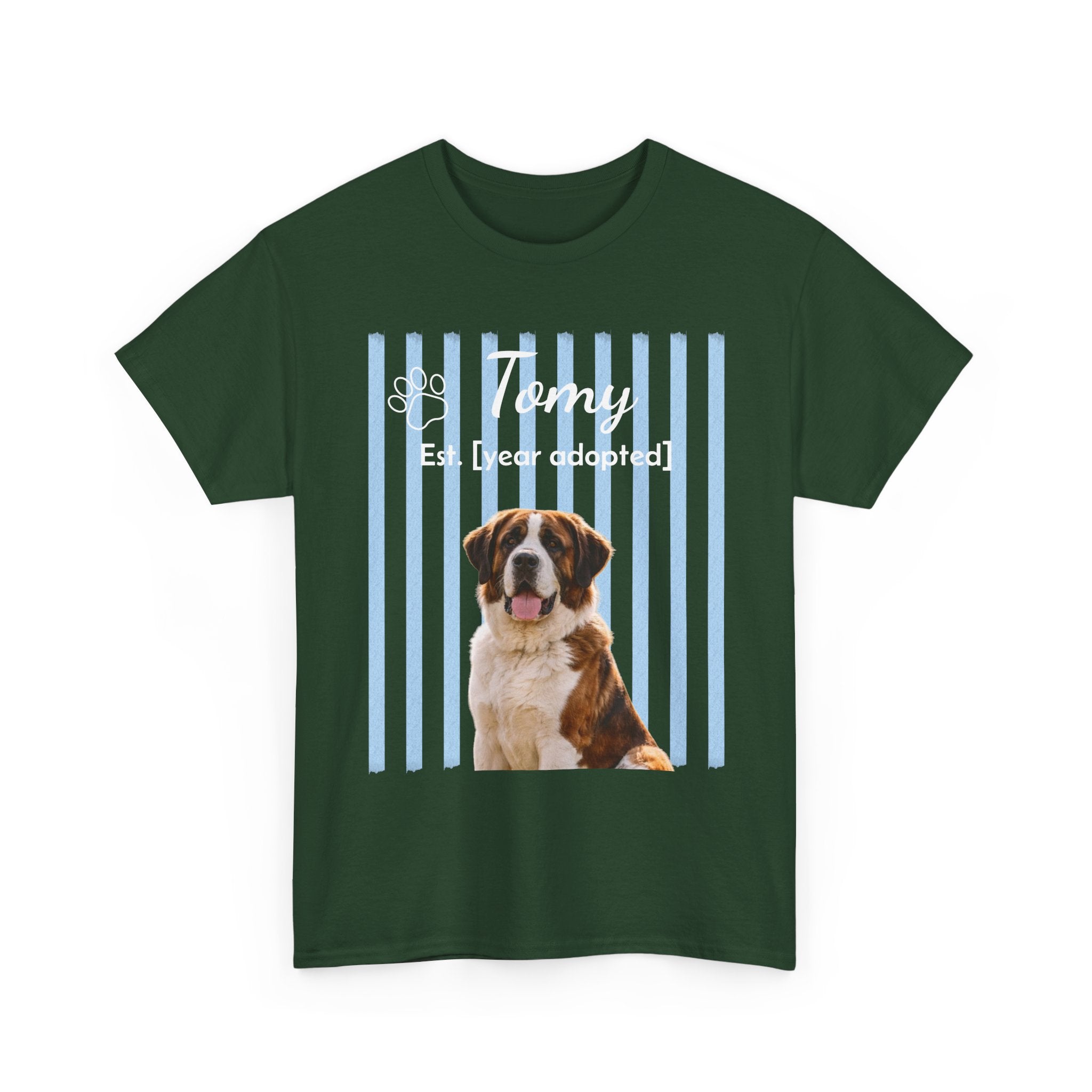 Personalized Pet Photo Shirt, Custom Dog Portrait Tee, Pet Name & Adoption Year Shirt, Dog Mom Gift, Custom Pet Memorial Shirt