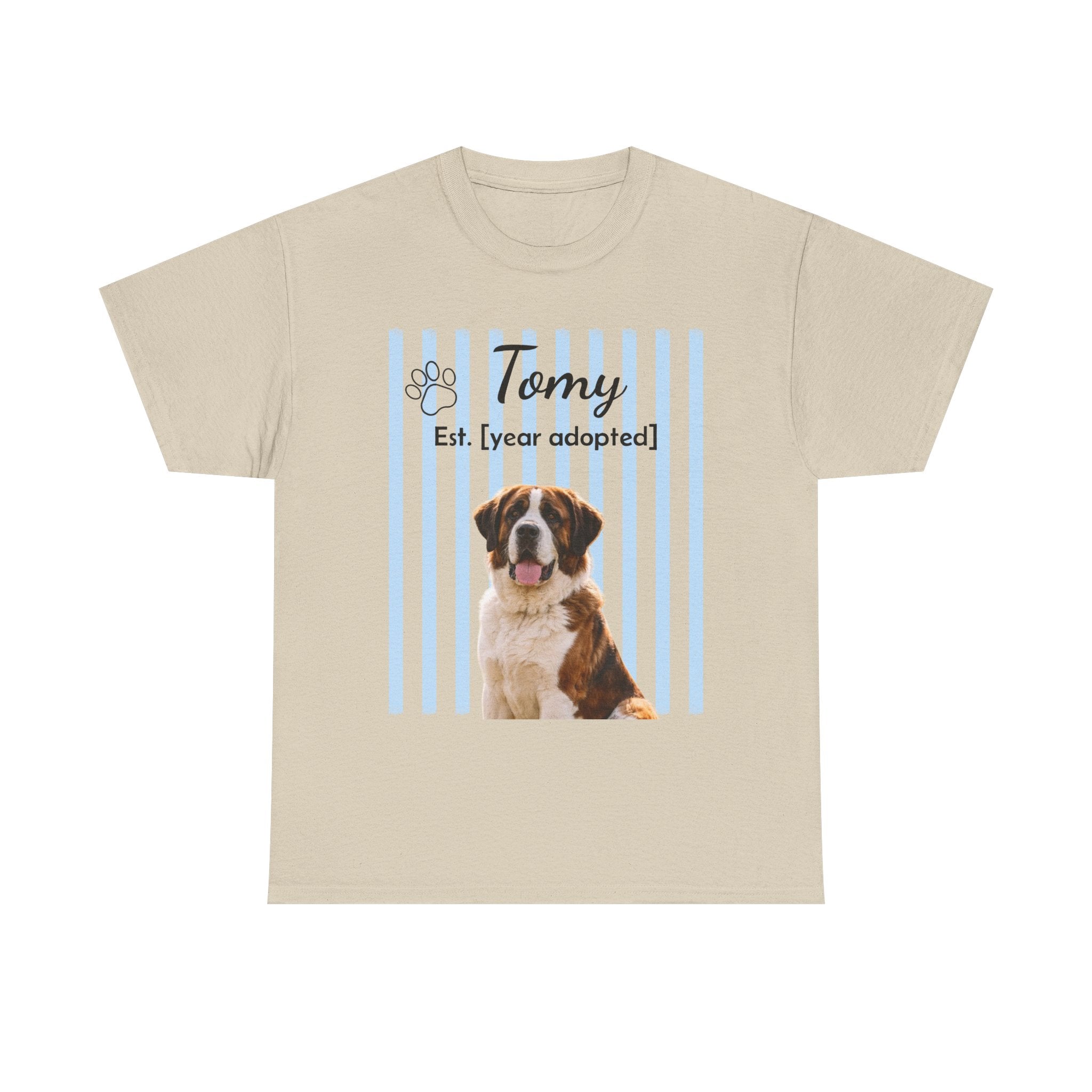 Personalized Pet Photo Shirt, Custom Dog Portrait Tee, Pet Name & Adoption Year Shirt, Dog Mom Gift, Custom Pet Memorial Shirt