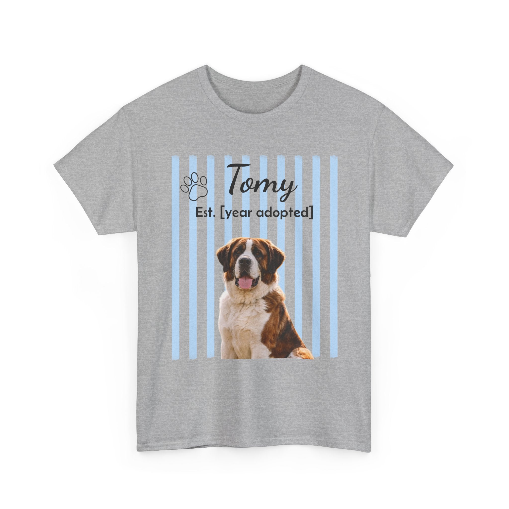 Personalized Pet Photo Shirt, Custom Dog Portrait Tee, Pet Name & Adoption Year Shirt, Dog Mom Gift, Custom Pet Memorial Shirt