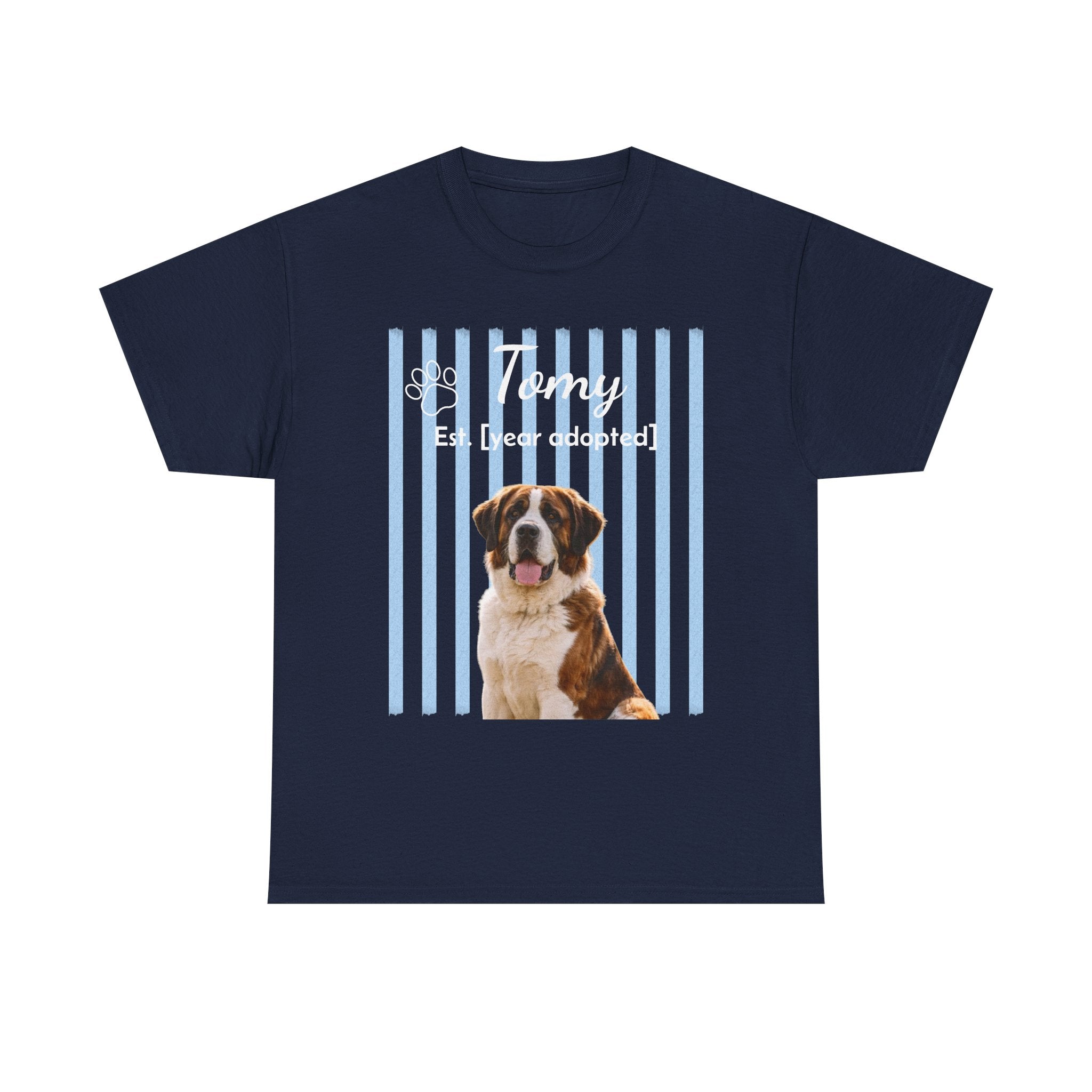 Personalized Pet Photo Shirt, Custom Dog Portrait Tee, Pet Name & Adoption Year Shirt, Dog Mom Gift, Custom Pet Memorial Shirt