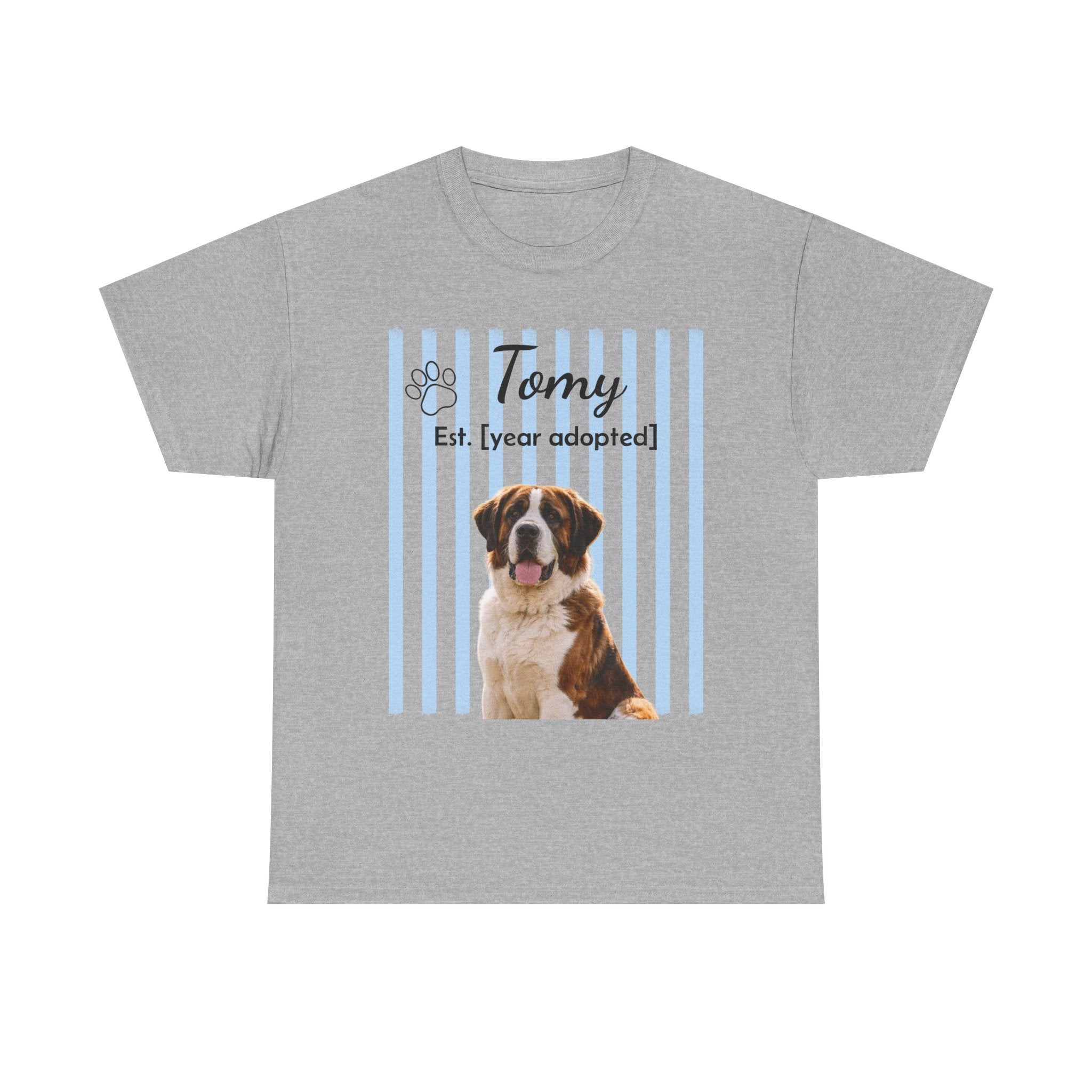 Personalized Pet Photo Shirt, Custom Dog Portrait Tee, Pet Name & Adoption Year Shirt, Dog Mom Gift, Custom Pet Memorial Shirt