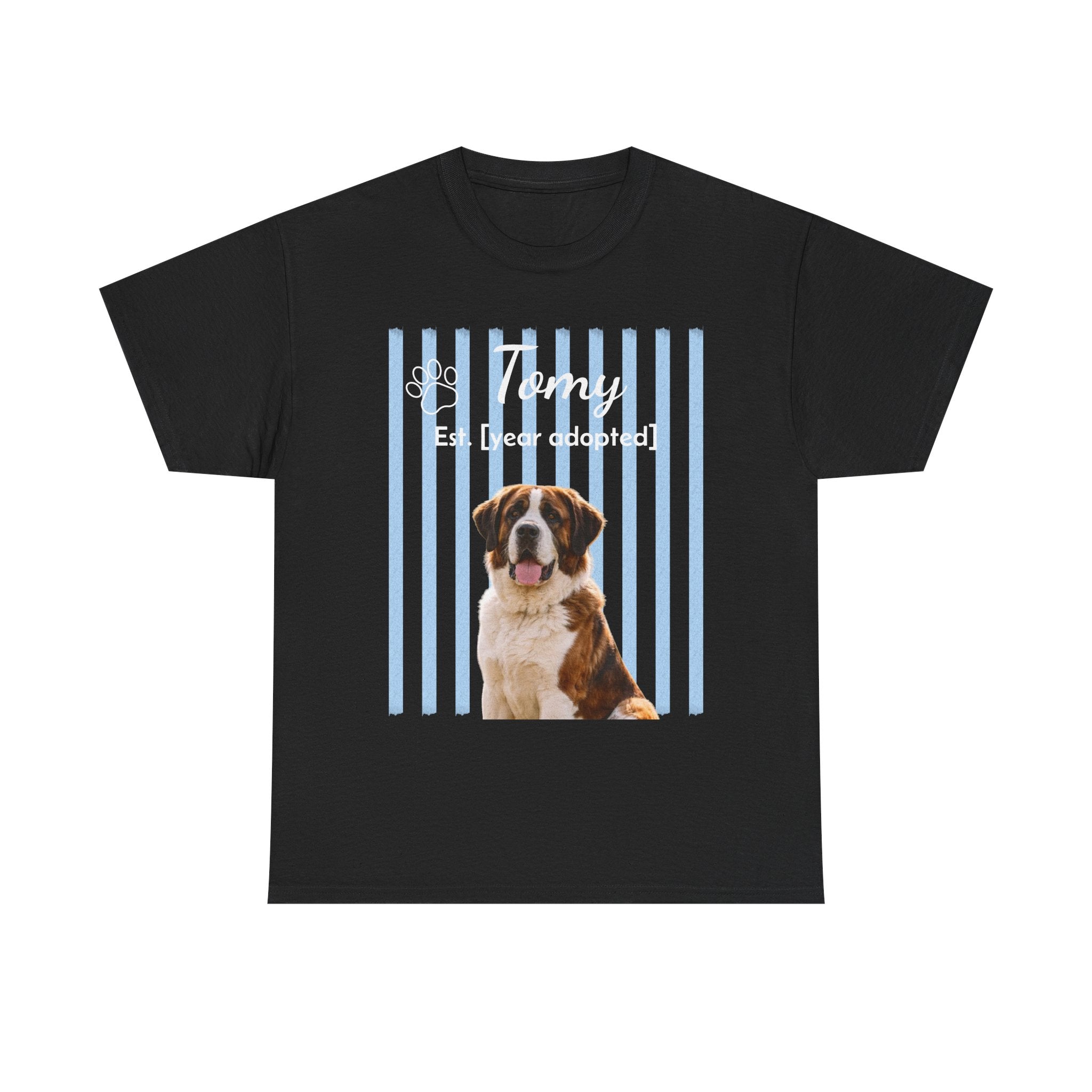 Personalized Pet Photo Shirt, Custom Dog Portrait Tee, Pet Name & Adoption Year Shirt, Dog Mom Gift, Custom Pet Memorial Shirt