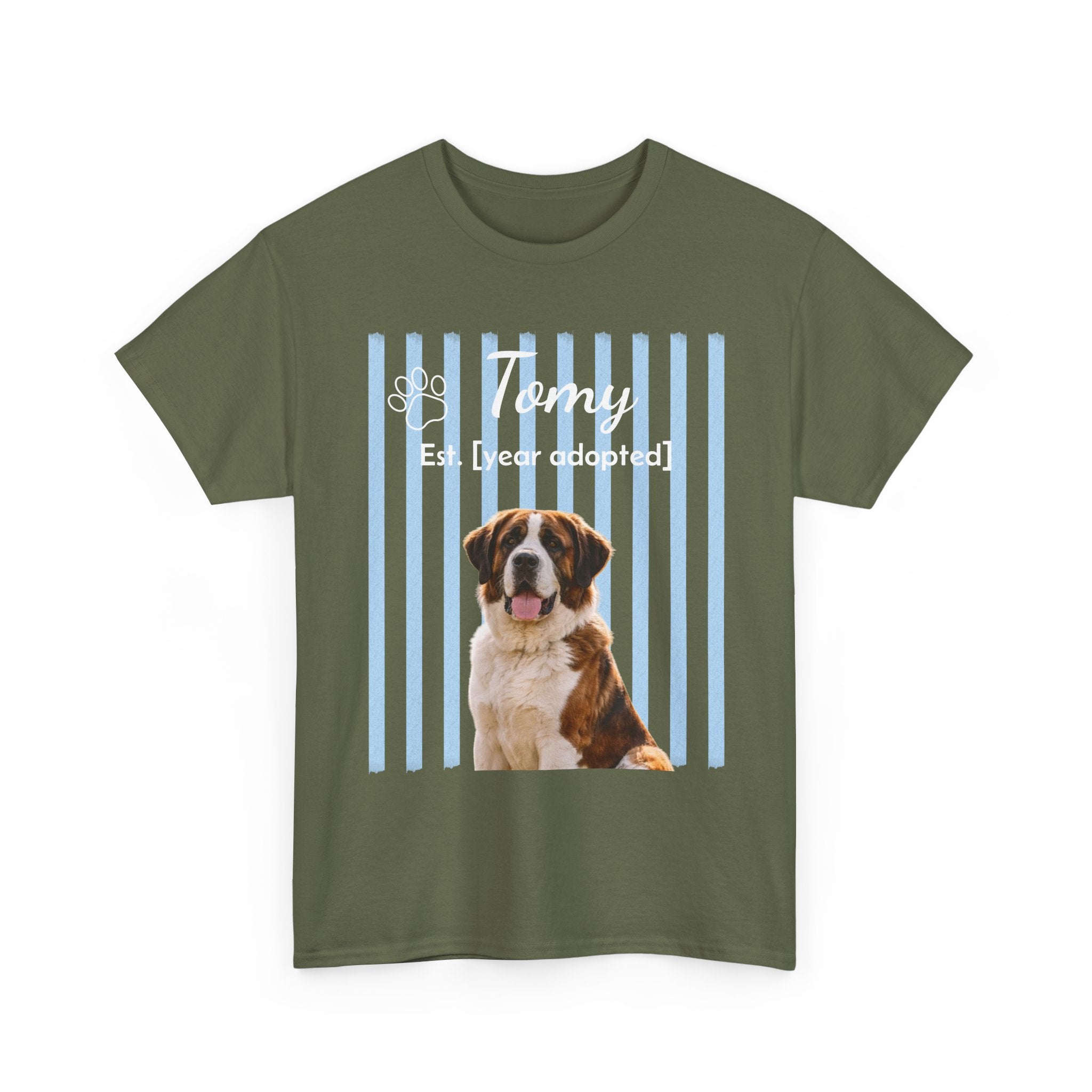 Personalized Pet Photo Shirt, Custom Dog Portrait Tee, Pet Name & Adoption Year Shirt, Dog Mom Gift, Custom Pet Memorial Shirt