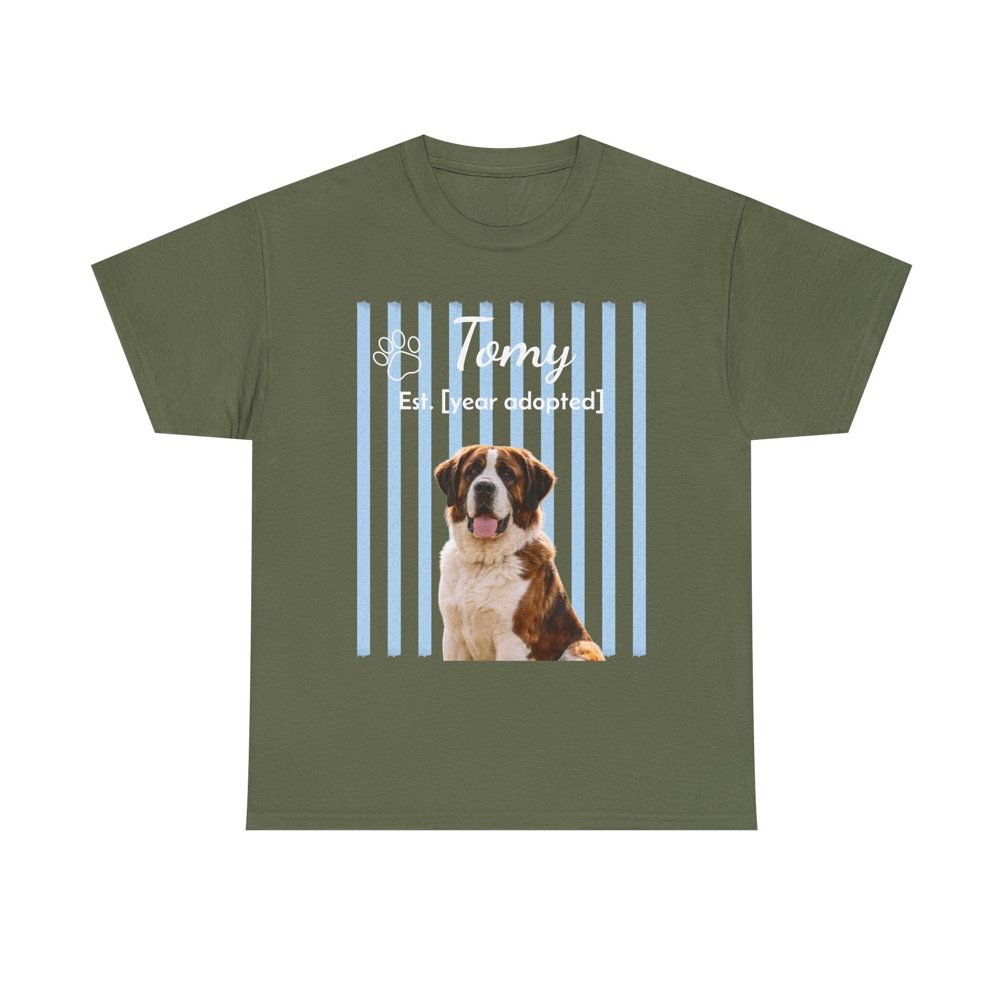 Personalized Pet Photo Shirt, Custom Dog Portrait Tee, Pet Name & Adoption Year Shirt, Dog Mom Gift, Custom Pet Memorial Shirt
