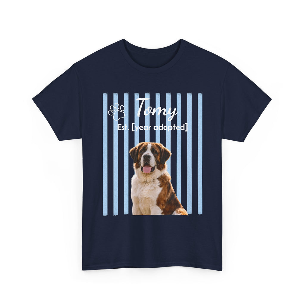 Personalized Pet Photo Shirt, Custom Dog Portrait Tee, Pet Name & Adoption Year Shirt, Dog Mom Gift, Custom Pet Memorial Shirt